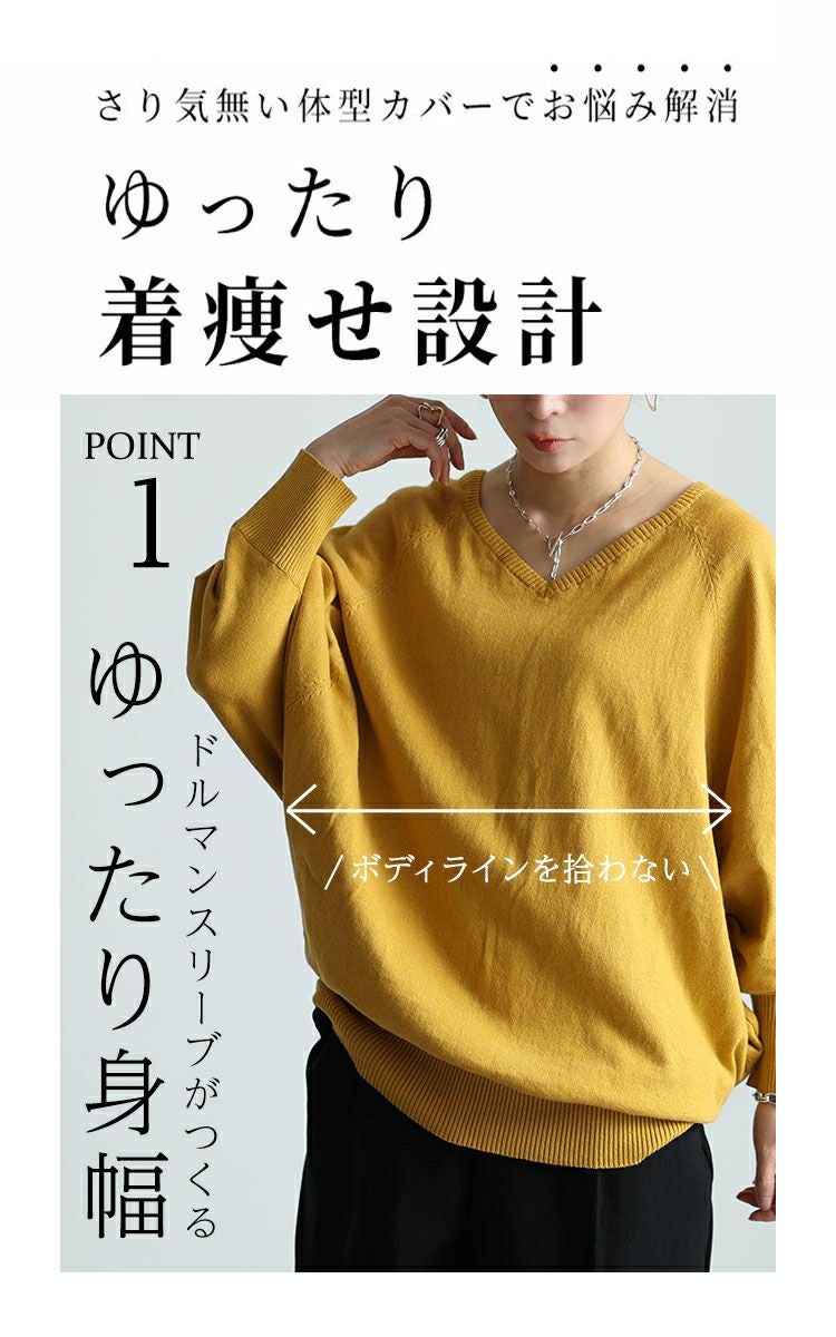 大きいサイズ レディース Ｖネックドルマンニット　wn-0002