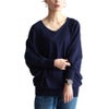 大きいサイズ レディース Ｖネックドルマンニット　wn-0002 ネイビー