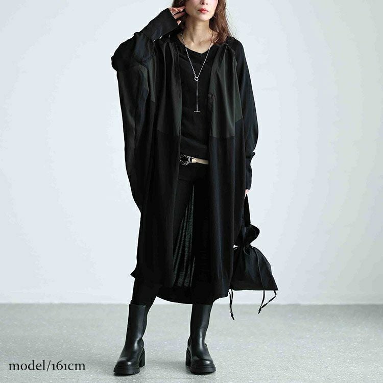 大きいサイズ レディース 異素材ドルマンロングカーデガン　sw-0580