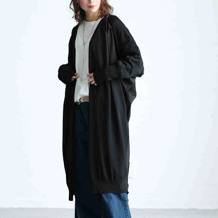 大きいサイズ レディース 異素材ドルマンロングカーデガン　sw-0580