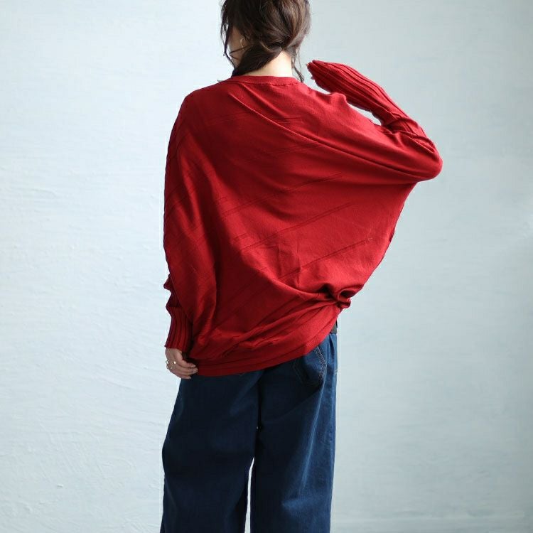 大きいサイズ レディース アシンメトリー変形ドルマンニット　sw-0581