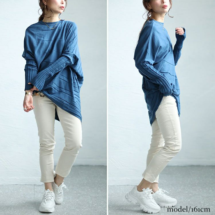 大きいサイズ レディース アシンメトリー変形ドルマンニット　sw-0581