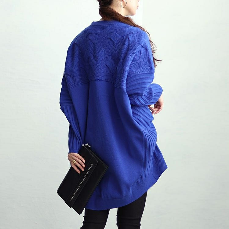 大きいサイズ レディース 太リブ切替ドルマンニット　sw-0592