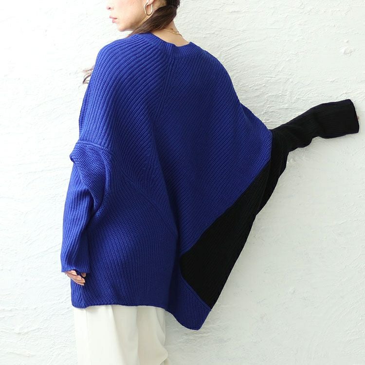 大きいサイズ レディース ジオ柄ジャーガードアシンメトリーニット　sw-0591