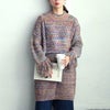 大きいサイズ レディース フリンジ袖メランジチュニックニット　sw-0594 マルチ