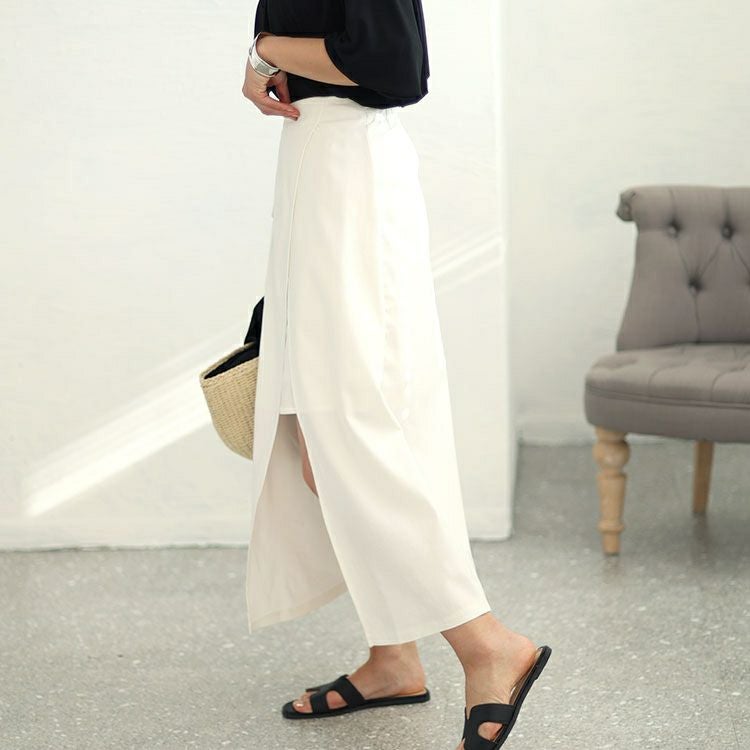 大きいサイズ レディース アシメレイヤードロングスカート　fem-449