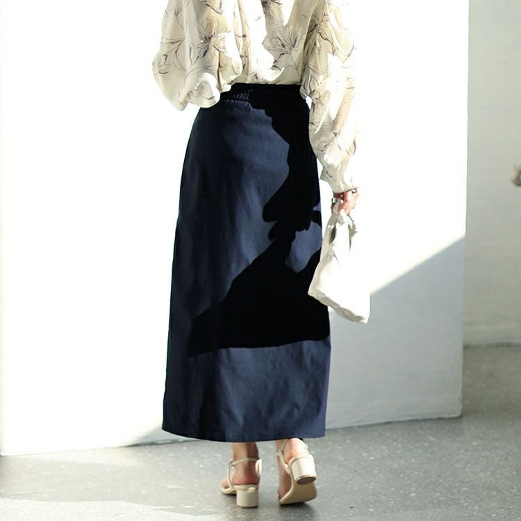 大きいサイズ レディース アシメレイヤードロングスカート　fem-449