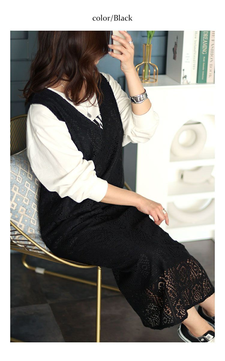 大きいサイズ レディース パネルレースワンピース　fem-434