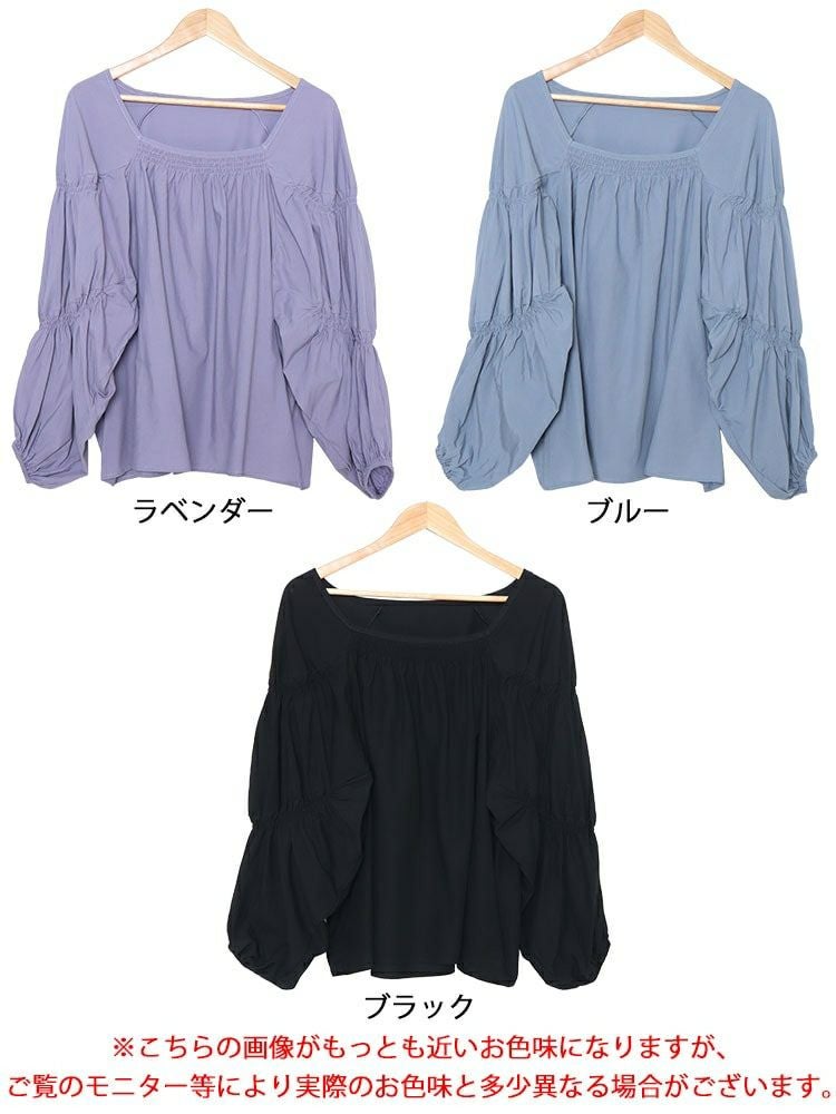 大きいサイズ レディース ボリュームスリーブシャーリングブラウス　fem-432