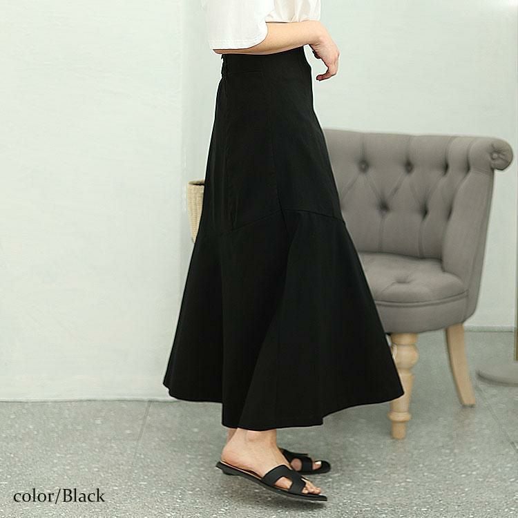 大きいサイズ レディース サイドスリットストレッチマーメイドスカート　fem-427 ブラック