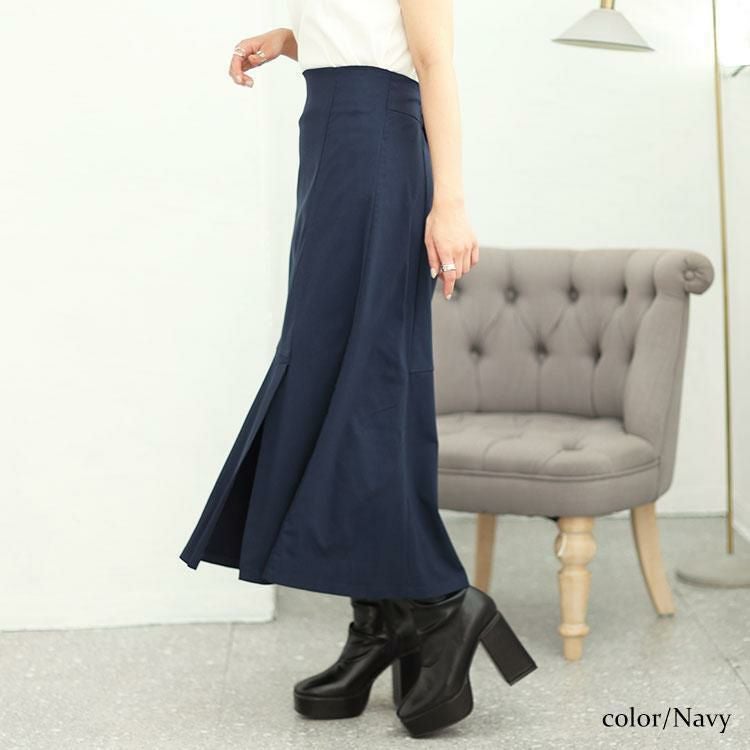 大きいサイズ レディース サイドスリットストレッチマーメイドスカート　fem-427 ネイビー