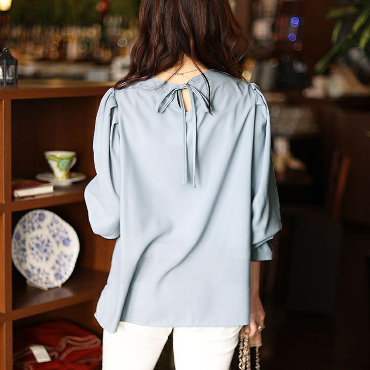 大きいサイズ レディース キャンディスリーブハートネックブラウス　fem-421 【メール便可】