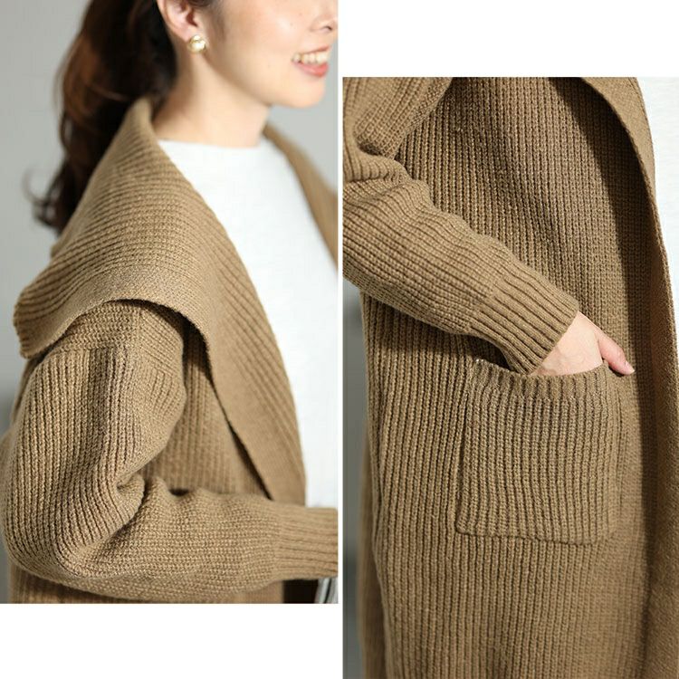 大きいサイズ レディース 編み地切替えニットコーディガン　sn-00005