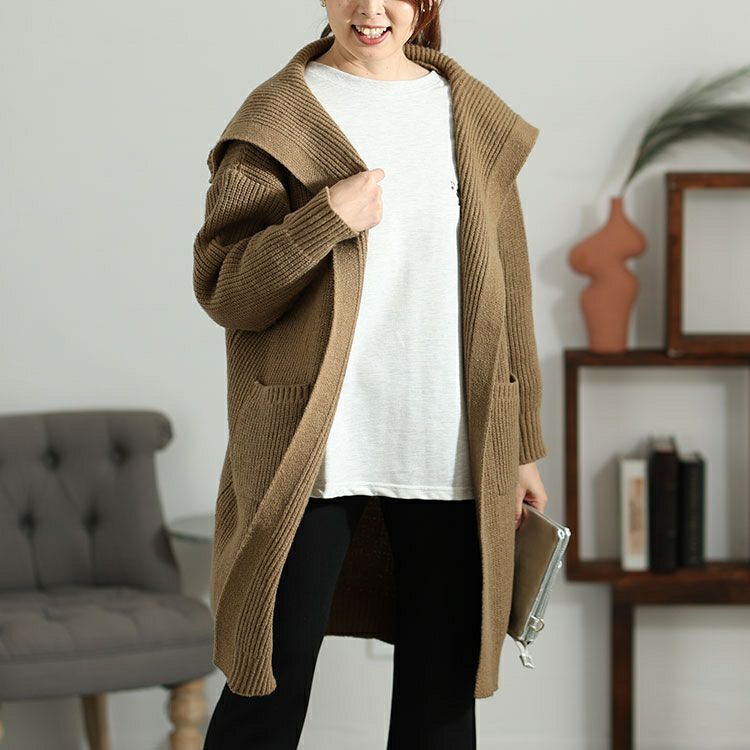 大きいサイズ レディース 編み地切替えニットコーディガン　sn-00005