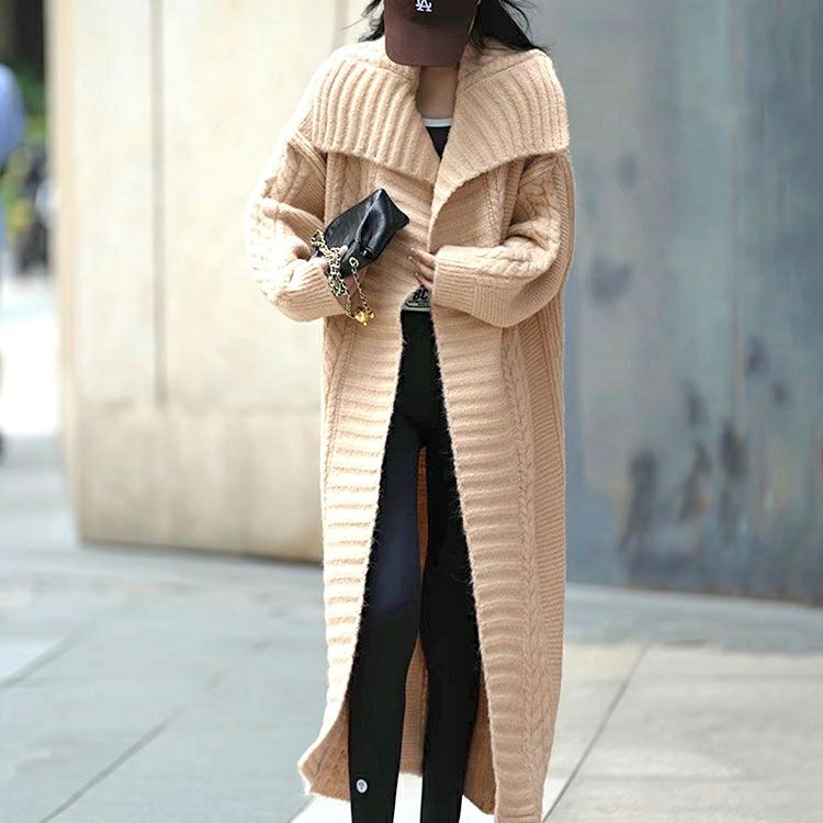 大きいサイズ レディース 編み地切替えドロップショルダーニットコーディガン　sn-00002