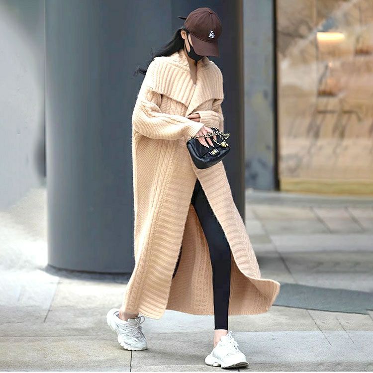 大きいサイズ レディース 編み地切替えドロップショルダーニットコーディガン　sn-00002