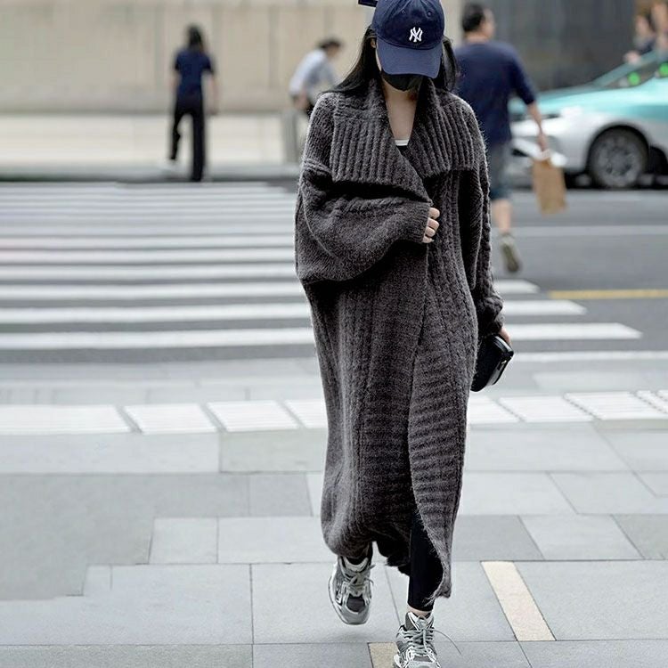 大きいサイズ レディース 編み地切替えドロップショルダーニットコーディガン　sn-00002