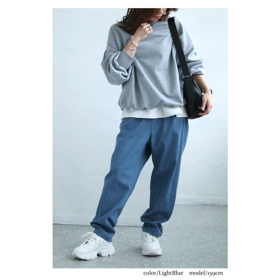 大きいサイズ レディース デニムサーカスパンツ　fem-446 ライトブルー
