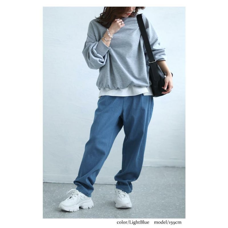 大きいサイズ レディース デニムサーカスパンツ　fem-446 ライトブルー