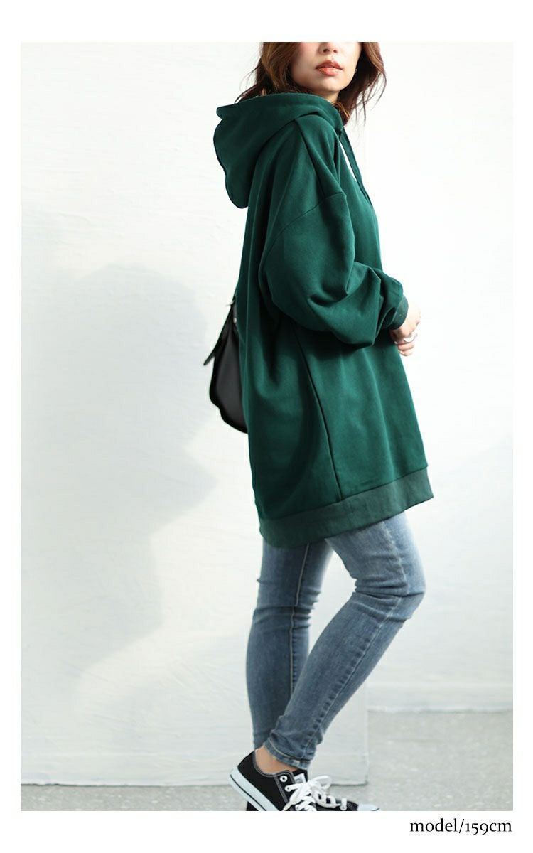 大きいサイズ レディース ビッグシルエットロングパーカー　fem-445