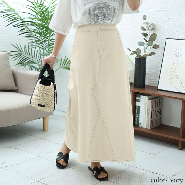 大きいサイズ レディース リメイク風Aラインロングスカート　cpdai-640309