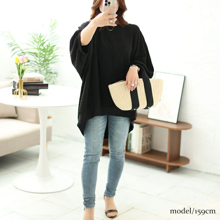 大きいサイズ レディース ジャガードドルマンプルオーバー　bai-0147