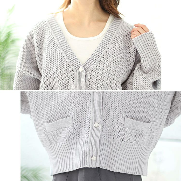 大きいサイズ レディース メッシュニットクロップドカーディガン　bro-0033