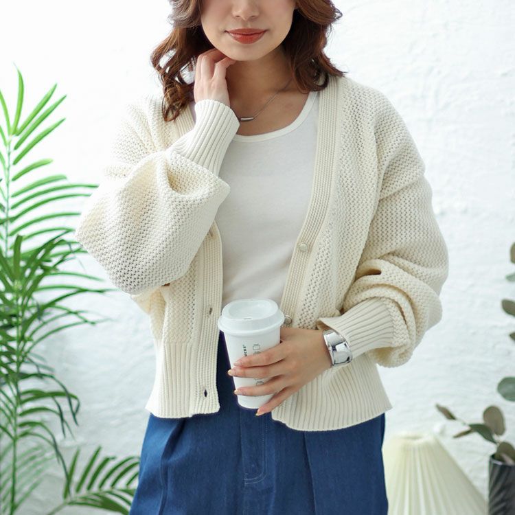 大きいサイズ レディース メッシュニットクロップドカーディガン　bro-0033