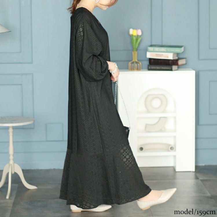 大きいサイズ レディース 前後2way刺繍使いマーメイドワンピース　maru-6738