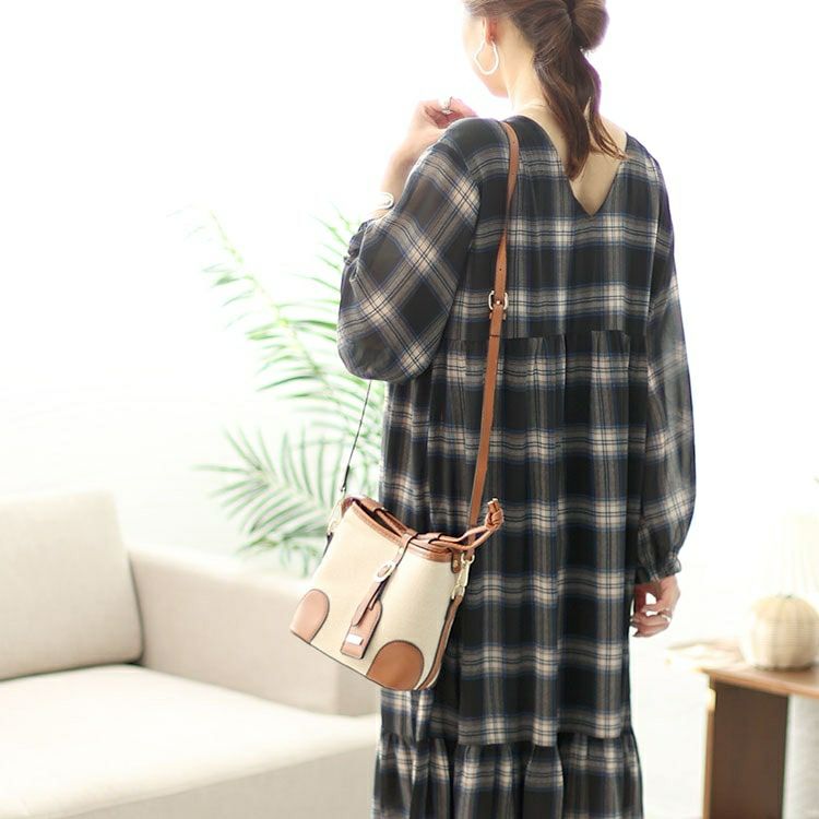 大きいサイズ レディース 前後2wayチェック柄ティアードワンピース　maru-6736