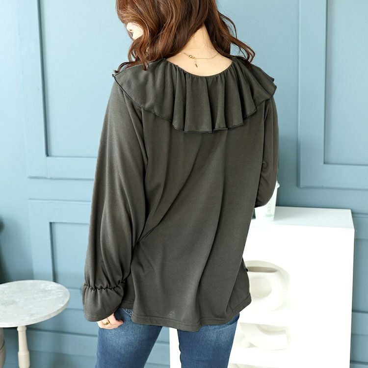 大きいサイズ レディース キャンディスリーブラッフルフリルプルオーバー　fem-429