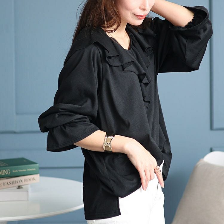 大きいサイズ レディース キャンディスリーブラッフルフリルプルオーバー　fem-429