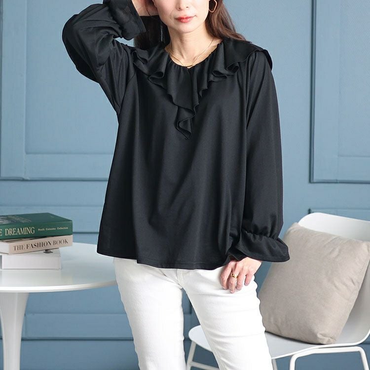 大きいサイズ レディース キャンディスリーブラッフルフリルプルオーバー　fem-429