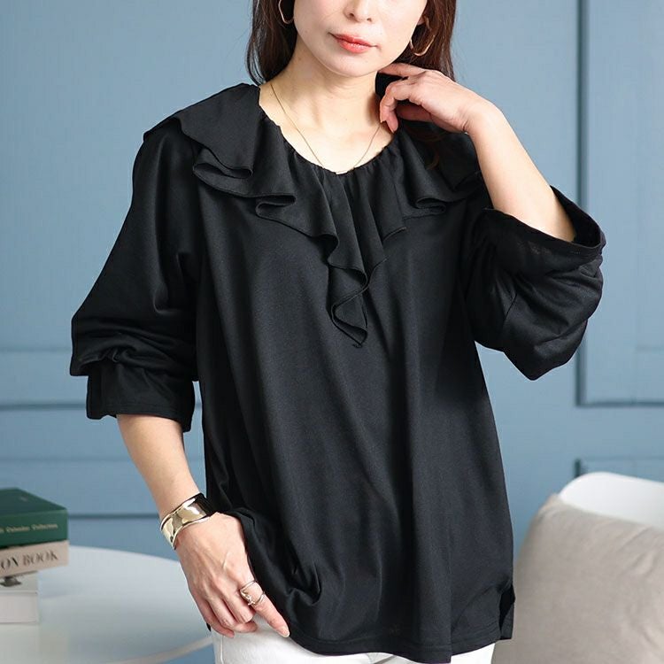 大きいサイズ レディース キャンディスリーブラッフルフリルプルオーバー　fem-429