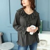 大きいサイズ レディース キャンディスリーブラッフルフリルプルオーバー　fem-429 グレー