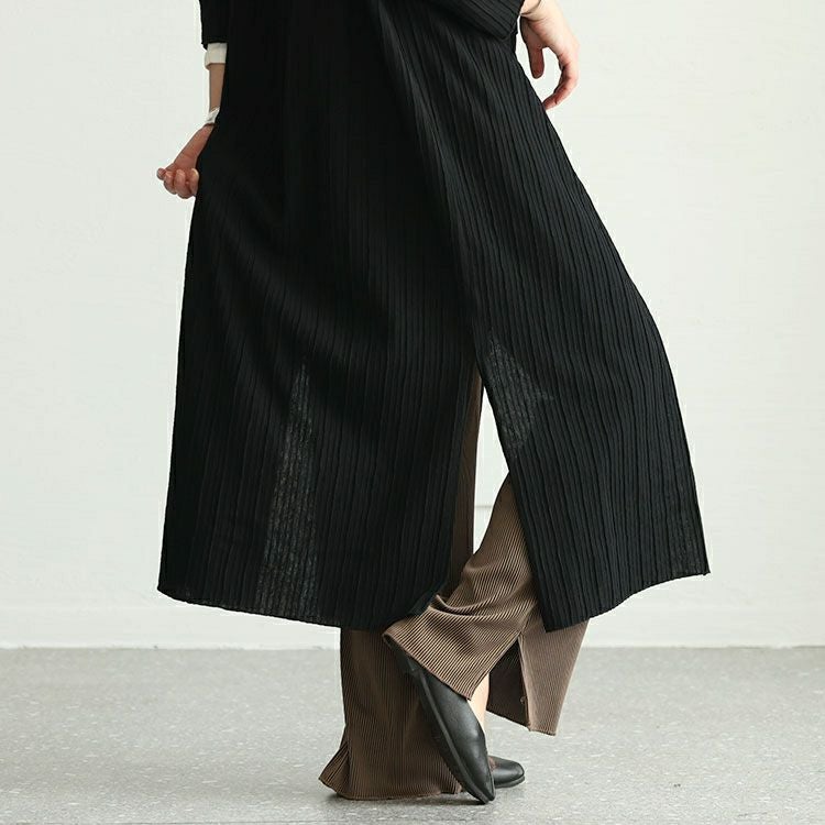 大きいサイズ レディース ストライプジャガードロングカーディガン　cast-5542022