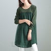 大きいサイズ レディース シアーチェック切り替えチュニック　cast-5542019 カーキ