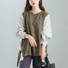 大きいサイズ レディース サイドリボンフェイクレイヤードチュニック　cast-5542017 カーキ