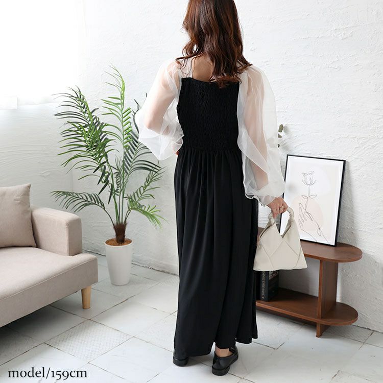 大きいサイズ レディース シアースリーブドッキングワンピース　jps027