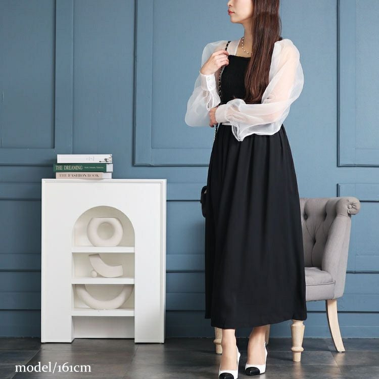 大きいサイズ レディース シアースリーブドッキングワンピース　jps027