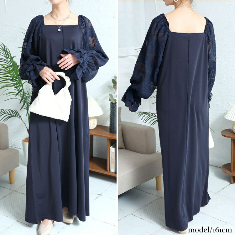 大きいサイズ レディース キャンディースリーブパイピングワンピース　maru-30001