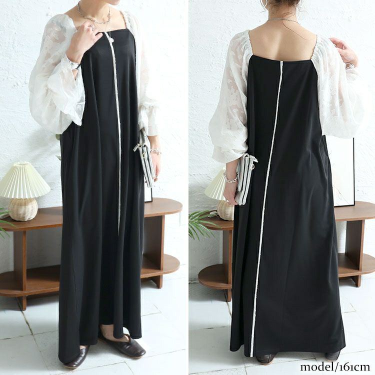 大きいサイズ レディース キャンディースリーブパイピングワンピース　maru-30001