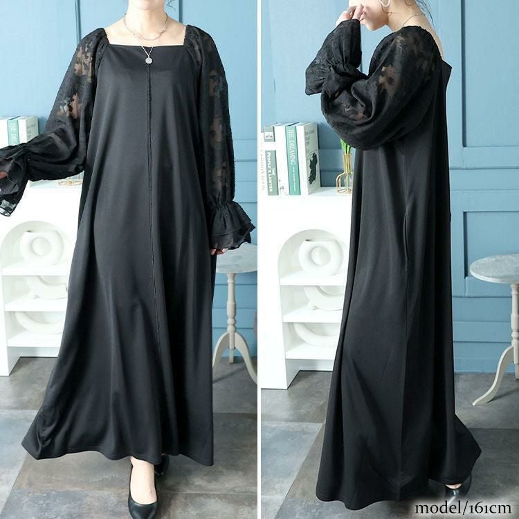 大きいサイズ レディース キャンディースリーブパイピングワンピース　maru-30001 ブラック