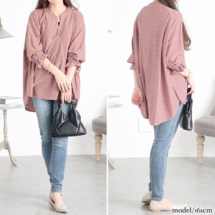 大きいサイズ レディース ストレッチレースドルマンブラウス　maru-6737