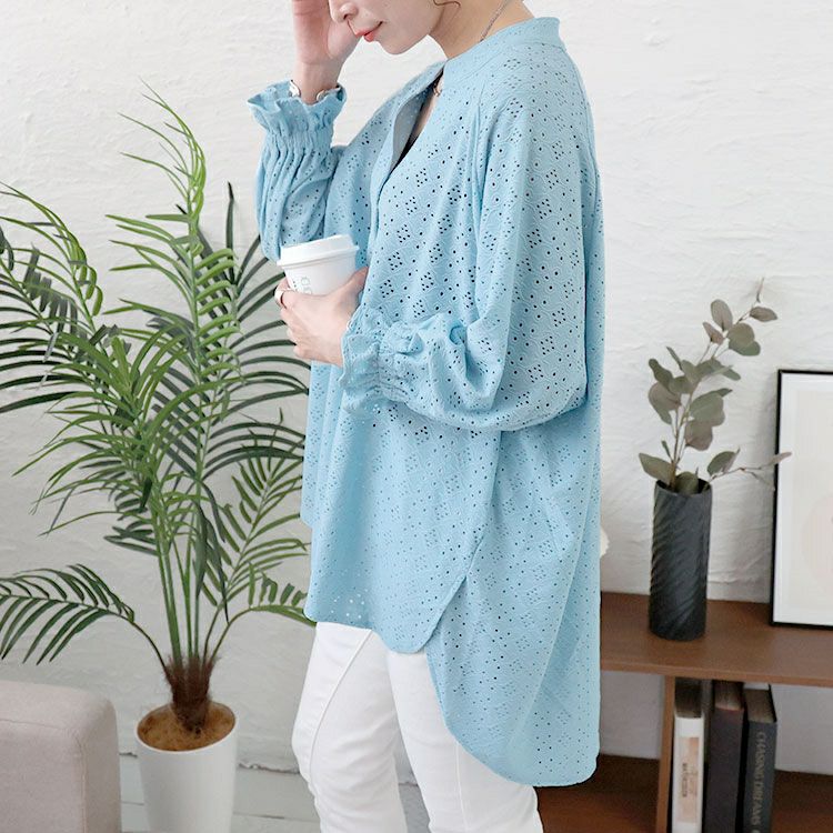 大きいサイズ レディース ストレッチレースドルマンブラウス　maru-6737