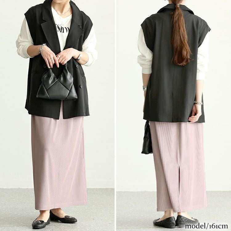 大きいサイズ レディース ストレッチリブナロースカート　maru-6729