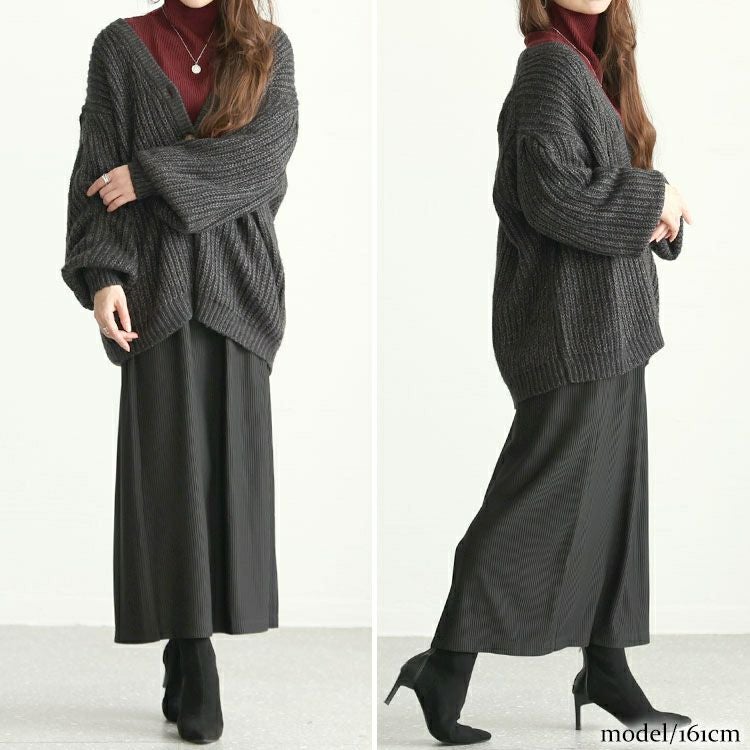 大きいサイズ レディース ストレッチリブナロースカート　maru-6729