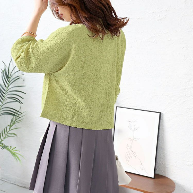 大きいサイズ レディース ショート丈ワッシャーカーディガン　maru-6739