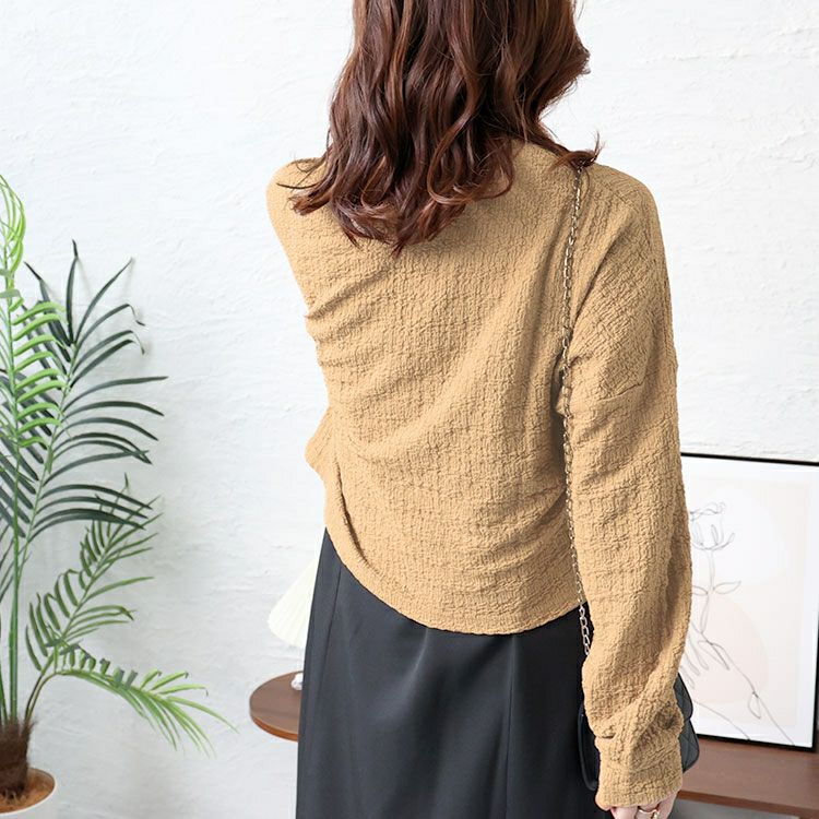 大きいサイズ レディース ショート丈ワッシャーカーディガン　maru-6739