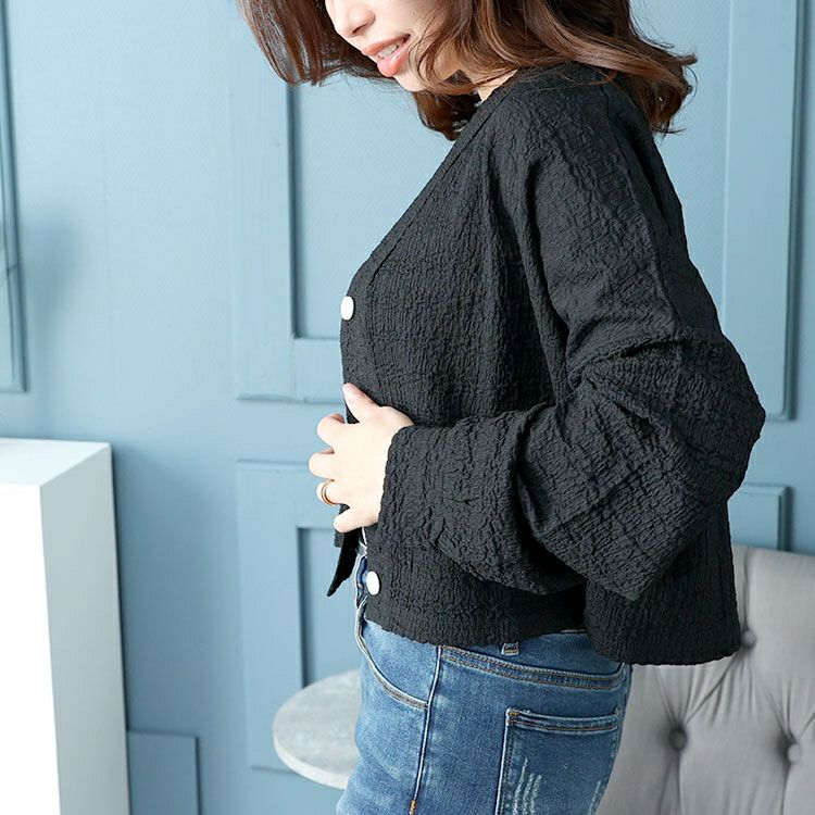 大きいサイズ レディース ショート丈ワッシャーカーディガン　maru-6739